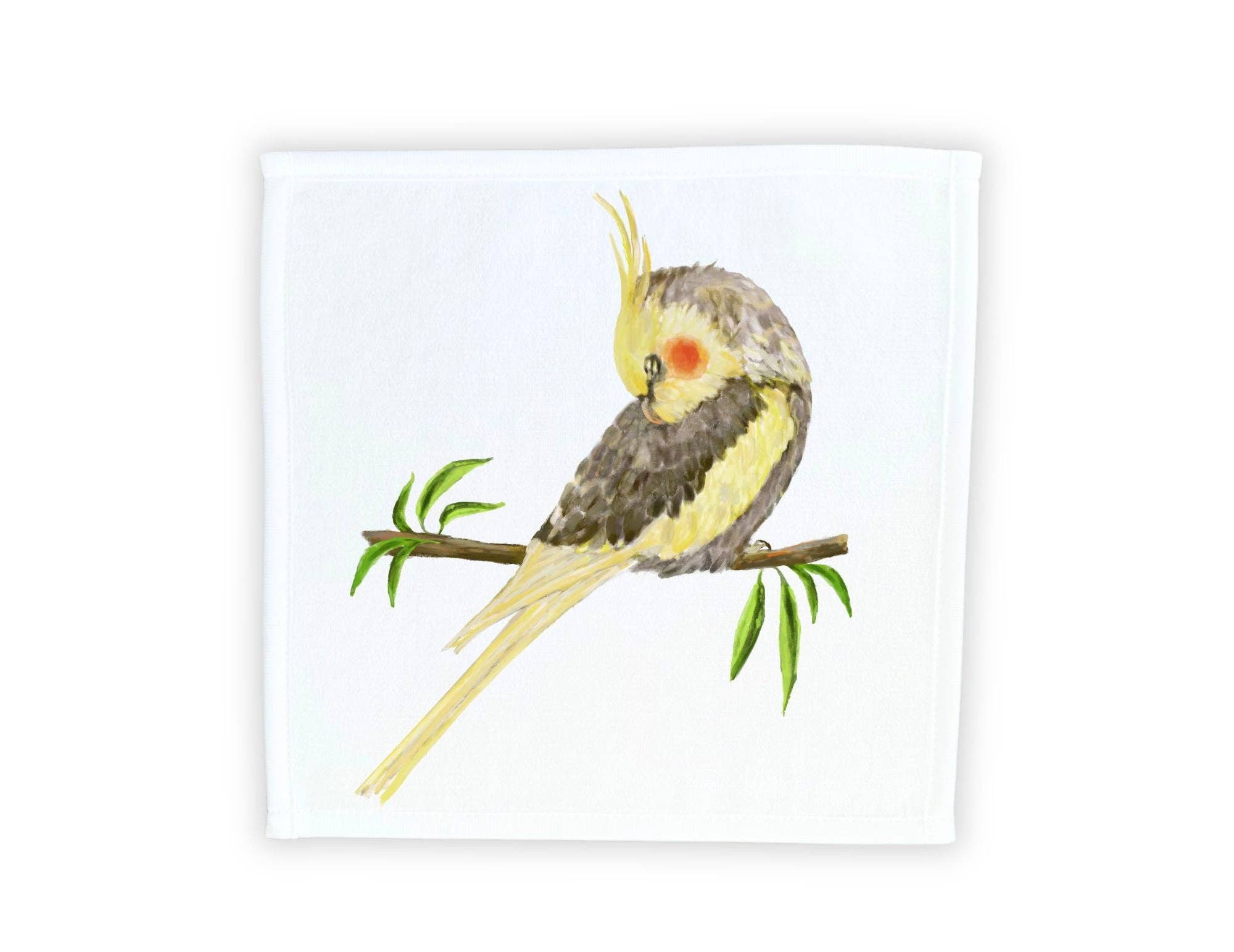 MerikaArt - Wholesale Wash Cloth - Yellow Cockatiel Washcloth1