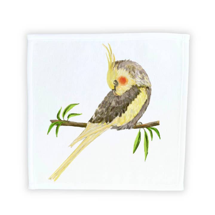 MerikaArt - Wholesale Wash Cloth - Yellow Cockatiel Washcloth1
