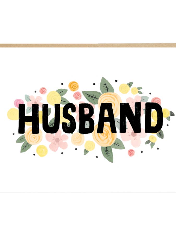 Carte d'anniversaire de mariage « Husband » audacieuse et florale pour la vente par Jade Fisher