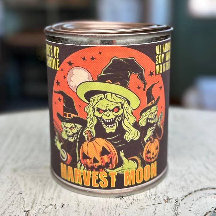 Candela Witch's Brew Harvest Moon Paint Can, collezione Halloween per la vendita all'ingrosso da parte di Surfs Up Candle