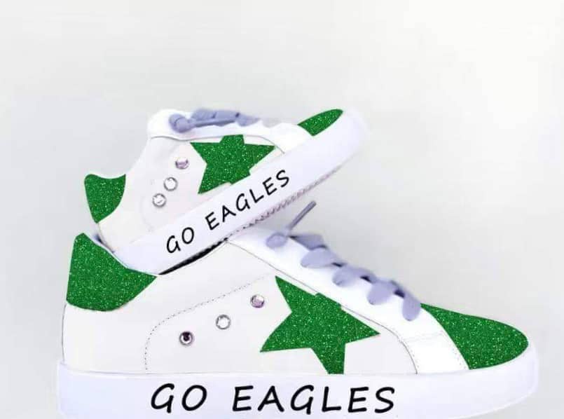 Torn and Trendy - Vente Baskets tendance – enfant - Étoile Verte et Talon - (Allez les Aigles)