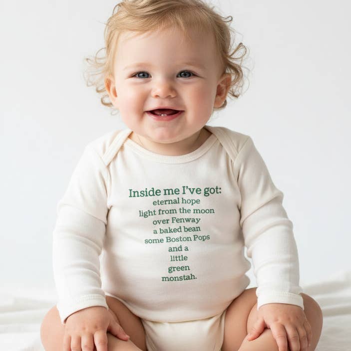 Baby Organic Boston Romper Long Sleeve Natural Onesie USA for wholesale by Simply Chickie® Organic Baby & Kids | USA Made • Ships USA