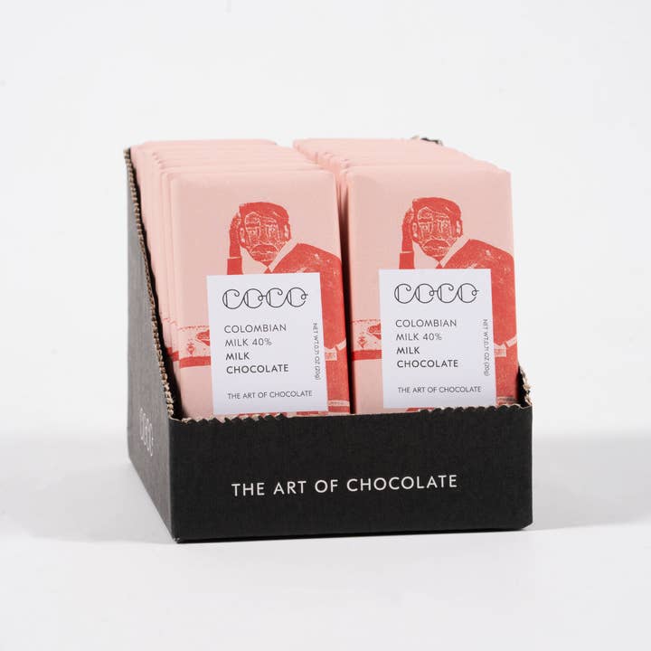 COCO Chocolatier - Wholesale Chocolate Bar - Colombian Milk 40% Mini Chocolate Bar (Pack of 24)