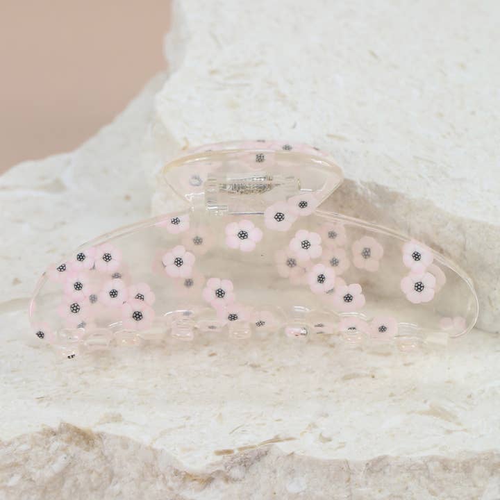 Pinza de pelo en forma de garra clásica biodegradable Ella Floral para venta al por mayor de Talis Collection