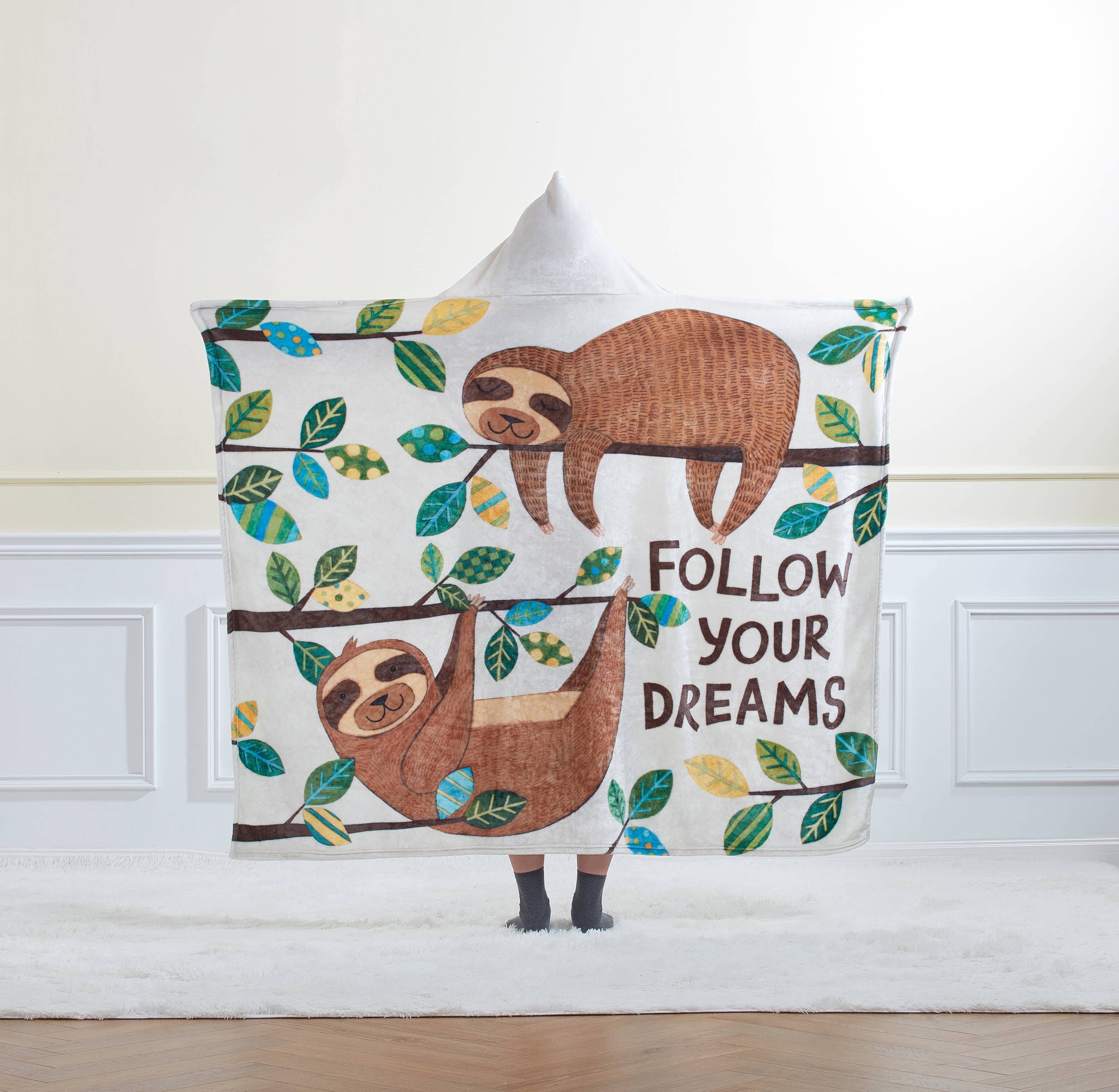 Duke Imports - Wholesale Throw Blanket - "Sloth Dreams" 1-Ply Everyday Designer Wearable