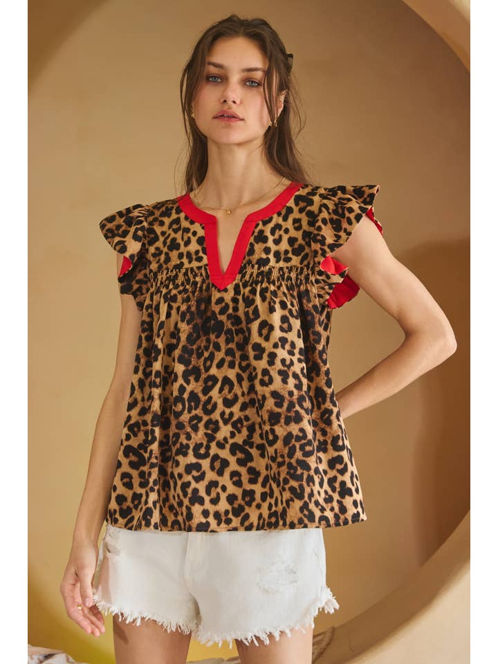 Oddi - Wholesale Blouse - Women's - Plus Leopard Printed Top