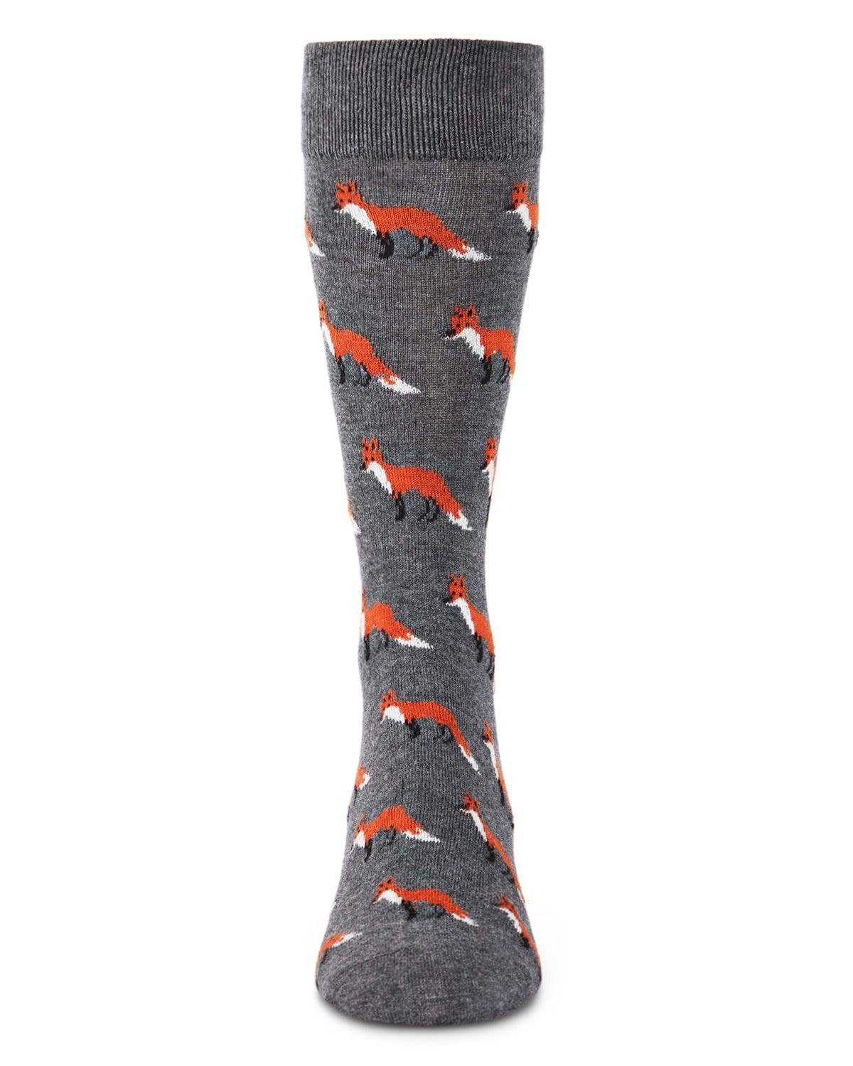 Med Gray Heather MeMoi Fox Cashmere Blend Men's Crew Socks for wholesale on Faire1