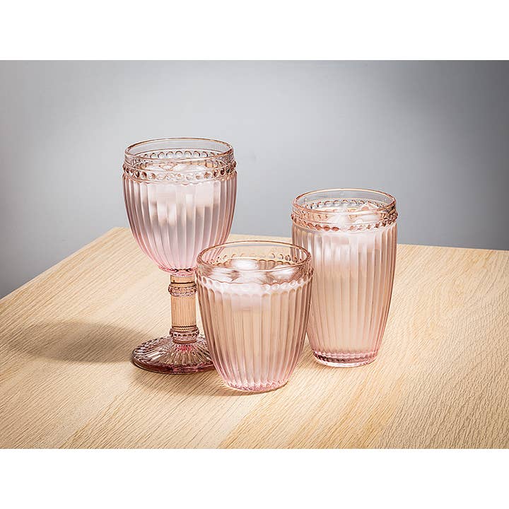 Abbott – wholesale Drinking glass/cup – Dot&Panel Tumbler-Pnk-4"H(10oz)-6452