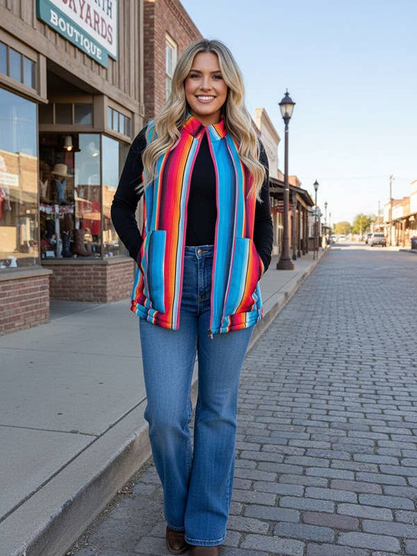 Serape/Fuchsia reversible zipper women vest DL8362-1 for wholesale by luluclothes