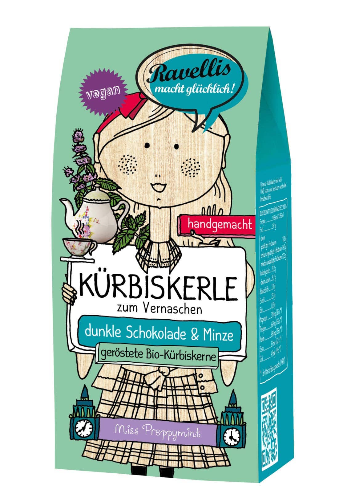 Ravellis - Wholesale Chocolate Covered Sweets - Roasted Organic Pumpkin Seeds - Dark Chocolate & Mint0