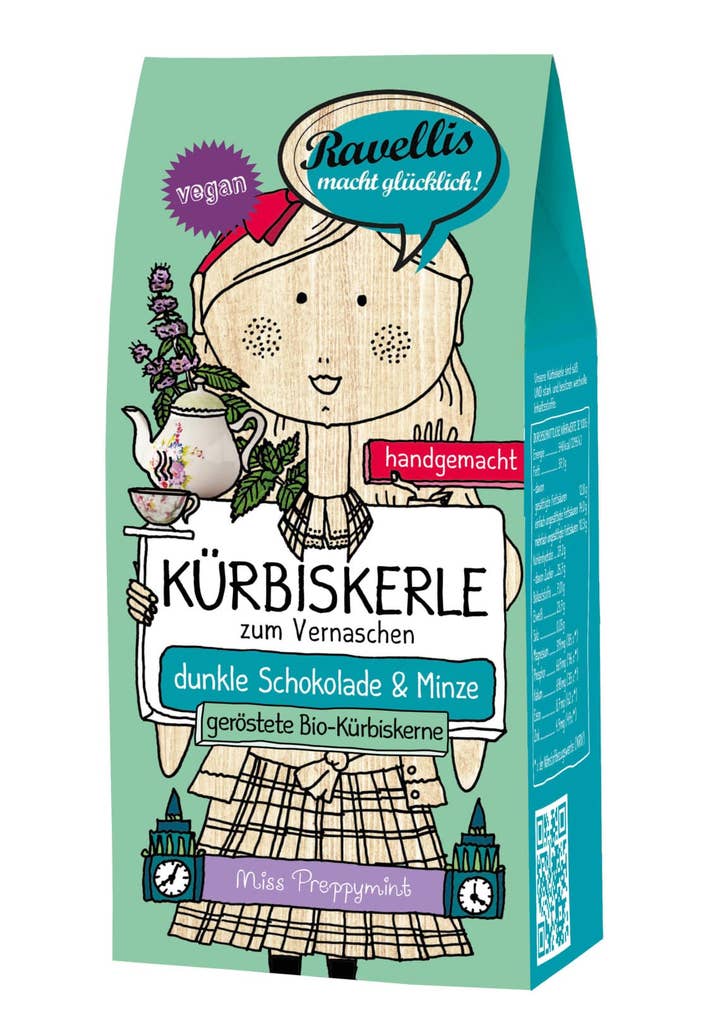 Ravellis - Wholesale Chocolate Covered Sweets - Roasted Organic Pumpkin Seeds - Dark Chocolate & Mint0