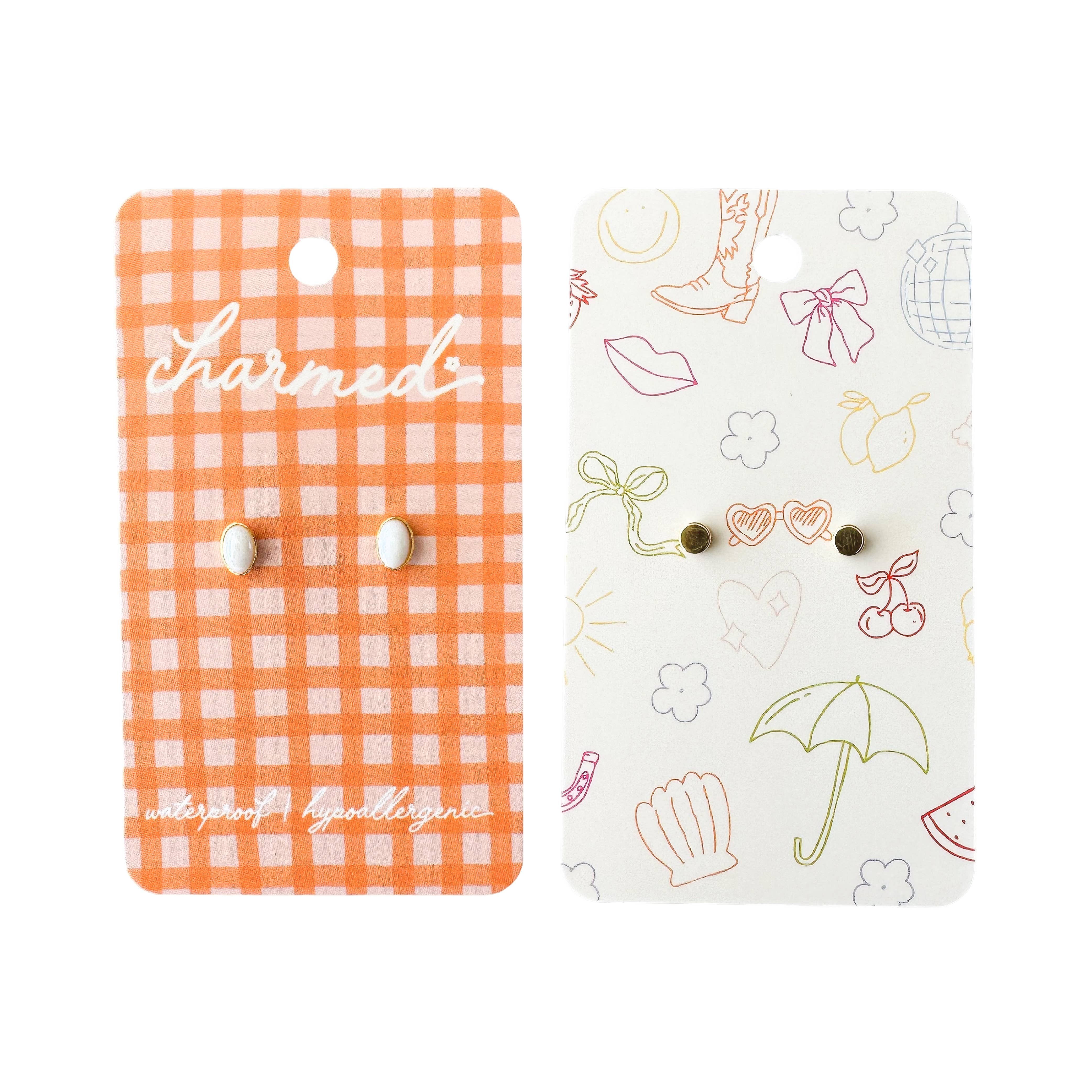 Shop Charmed Co - Wholesale Hoop Earrings - Oval Pearl | Hypoallergenic & Screw-back1