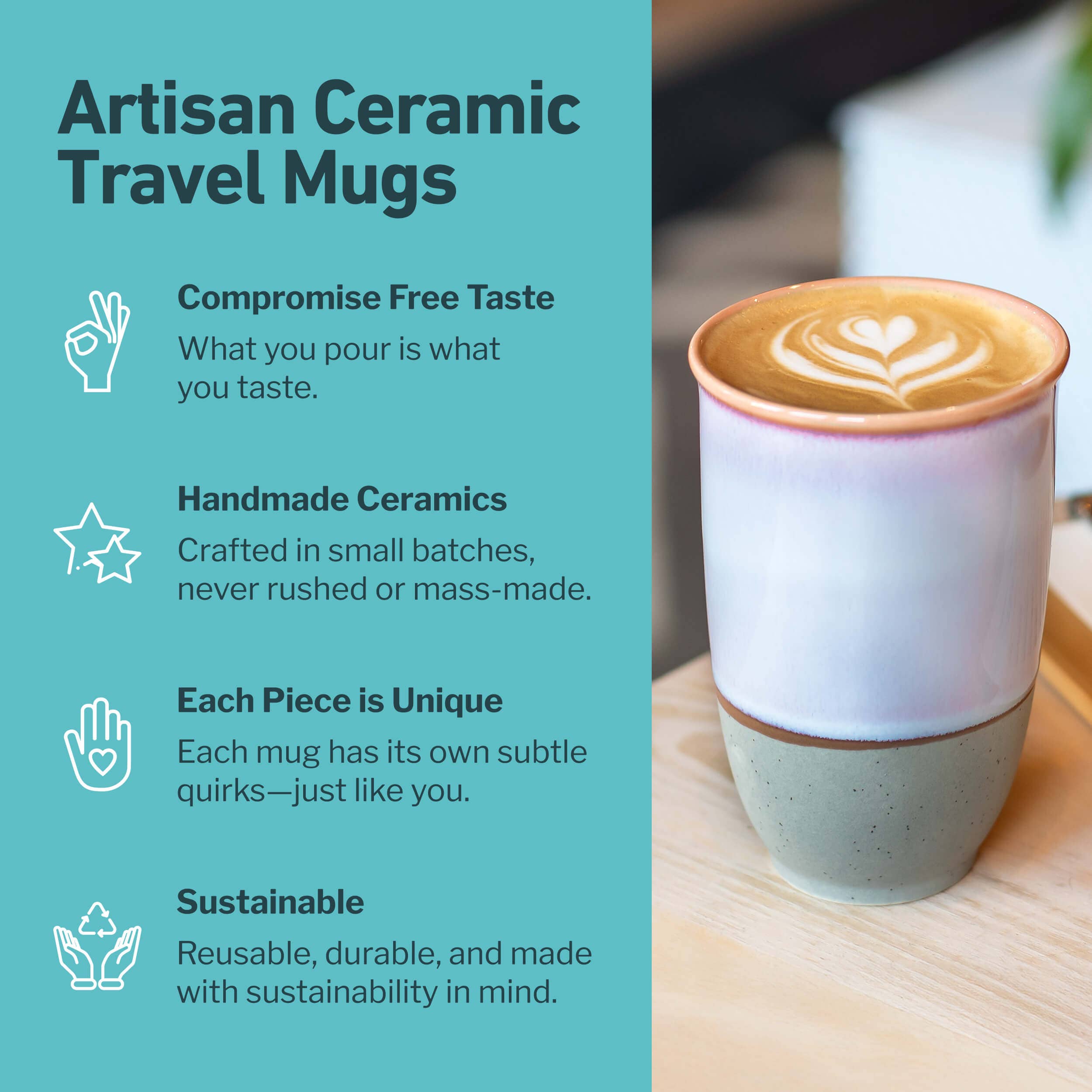 Nova Ceramics Travel Mugs - Wholesale Coffee Mug - Horizon Ceramic Travel Mug – 12oz with Lid & Sleeve4