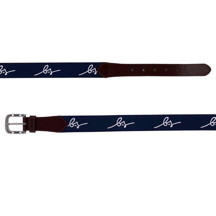 BS Logo Needlepoint Belt (Navy) for wholesale by Boston Scott Golf Apparel