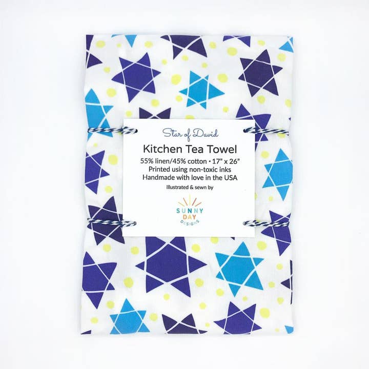 Star of David Linen/Cotton Tea Towel for wholesale by Sunny Day Designs