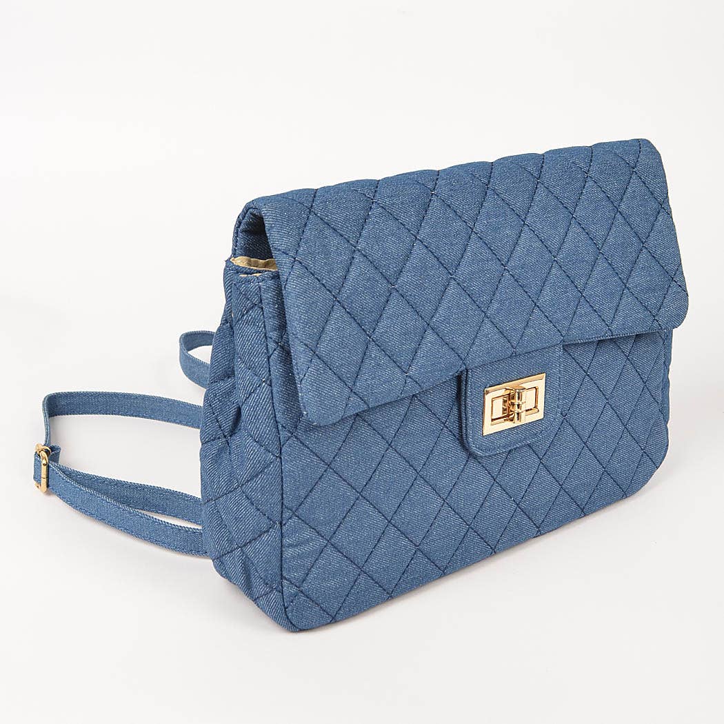3AM BY H&D ACCESSORIES - Wholesale Backpack - Women's - Quilted Denim Flap Backpack1
