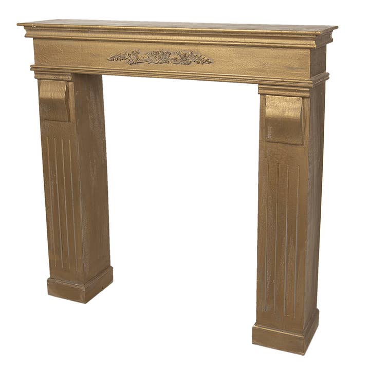 Clayre & Eef - Wholesale Fireplace Mantel - 5H0381GO Fireplace Surround 100x22x99 cm Gold colored Wood1