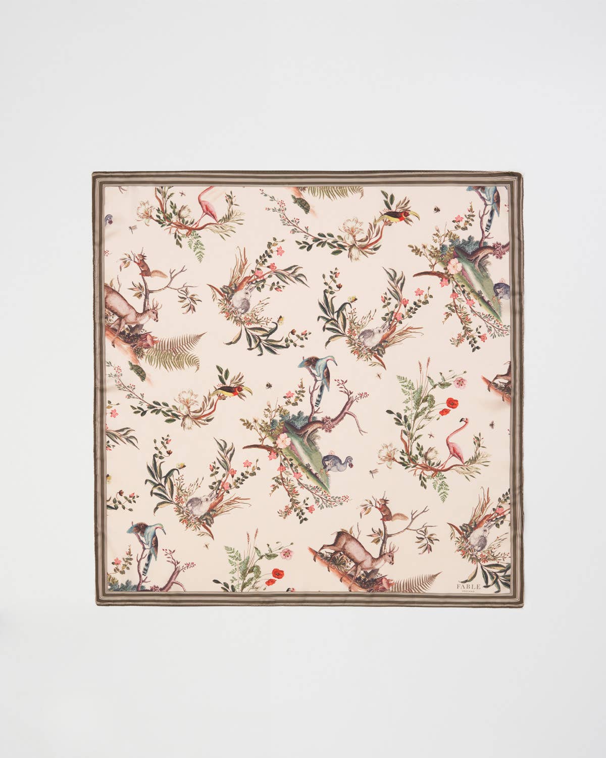 Fable England - Venta al por mayor Bufanda - Mujer - Bufanda cuadrada FABLE Toile de Jouy verde oliva