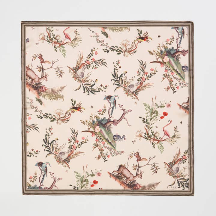 FABLE Toile de Jouy Olive Green Square Scarf and other Purchase Wholesale foulard seta. Free Returns & Net 60 Terms on Faire trending on Faire.