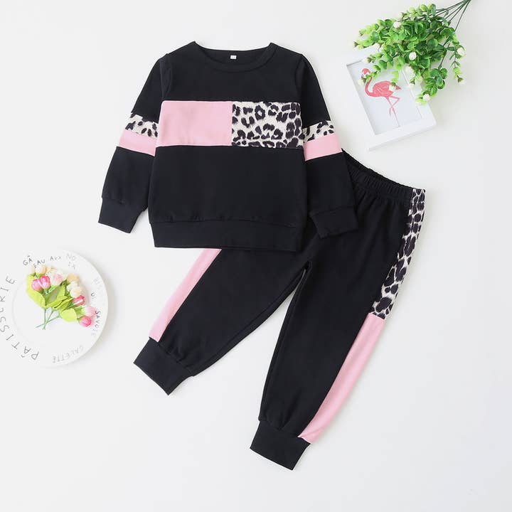 2-teiliges Set aus Leoparden-Pullover und Hose für Mädchen für den Großhandel von PatPat