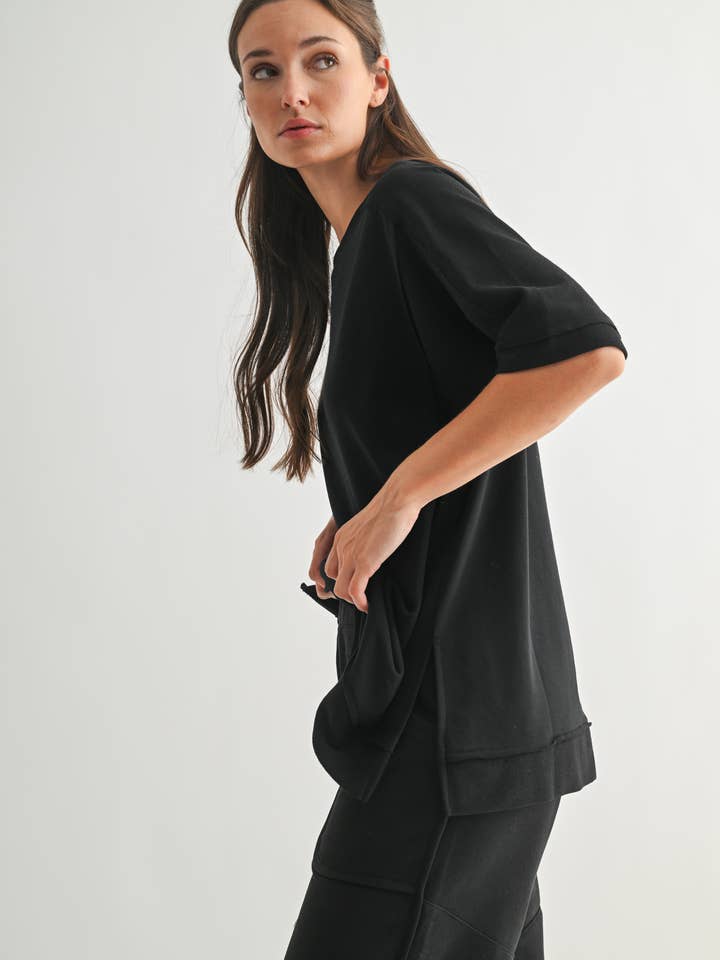 Mono B - Wholesale Tunic - Women's - Offset French Terry Dolman Sleeve Top1