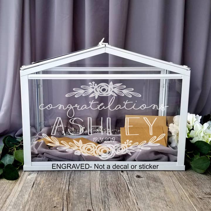 Personalized Acrylic Card Box I Wedding Card Box for wholesale by Hometown Engraving and Printing LLC