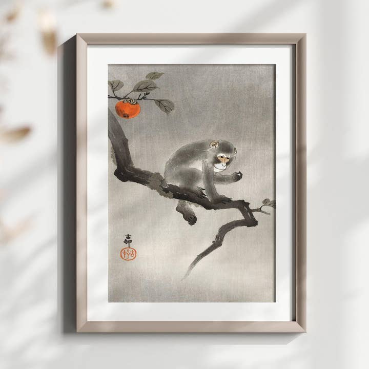 Vintage Wall Graphics - Wholesale Poster - Peinture de Singe Chinois - Art Mural Zen Inspiré par la Nature0