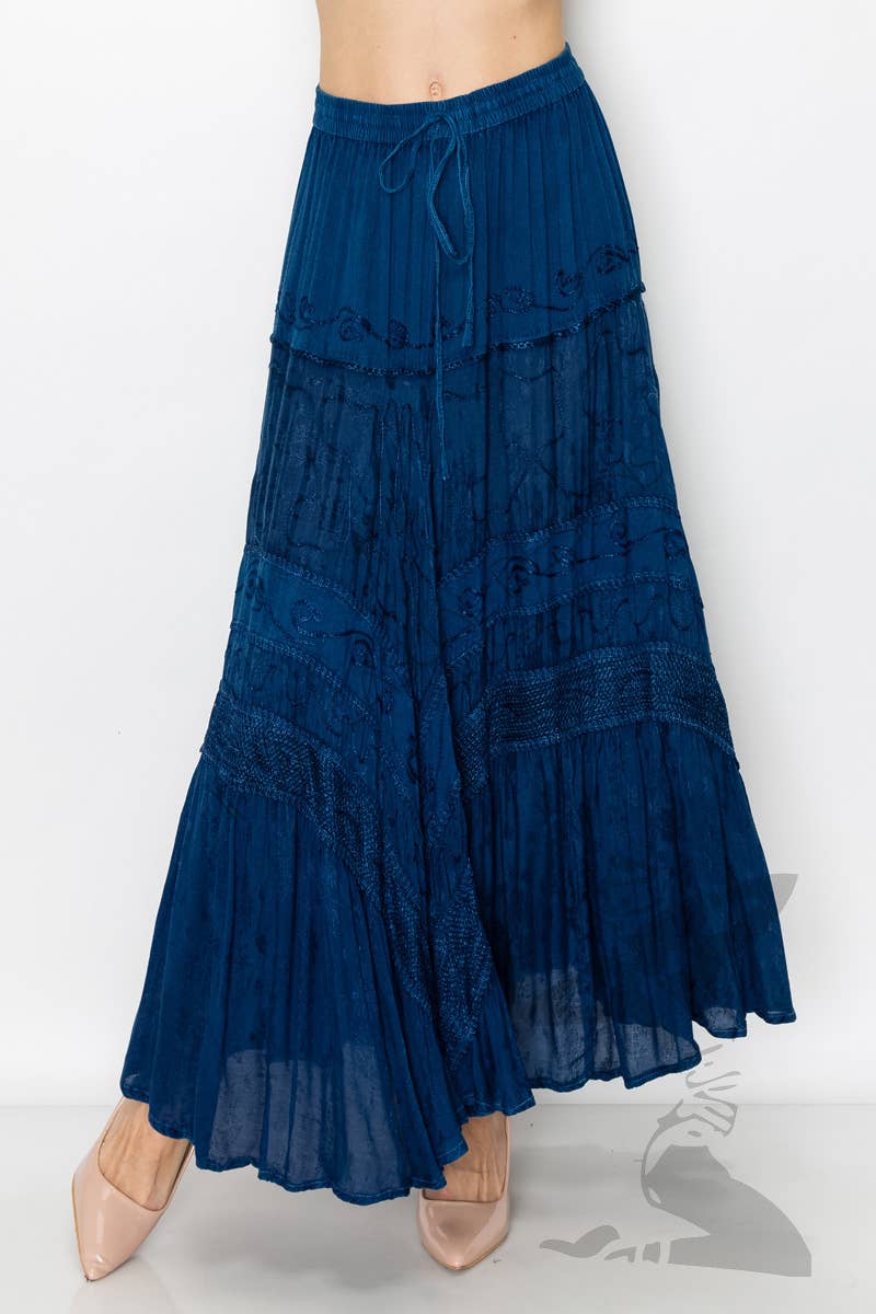 JUST CRUISING - India Casual Designs - Wholesale Skirt - Women's - Handcrafted Maxi Skirt with Intricate Embroidery Detailing2