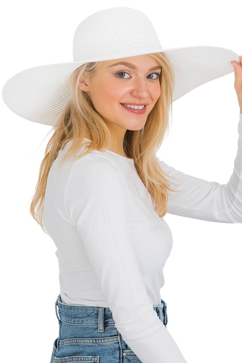 Cap Zone - Venta al por mayor Sombrero de paja - Mujer - Sombrero de sol de paja con tejido apretado, color sólido y ala ancha flexible66