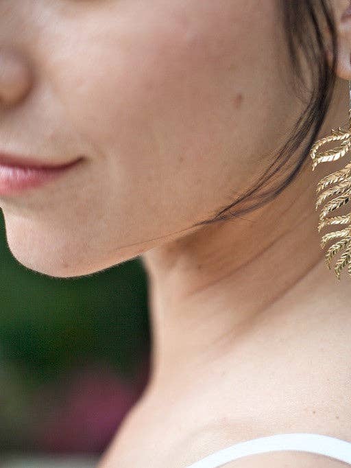 Leaf earrings - brass for wholesale by sundaricreations