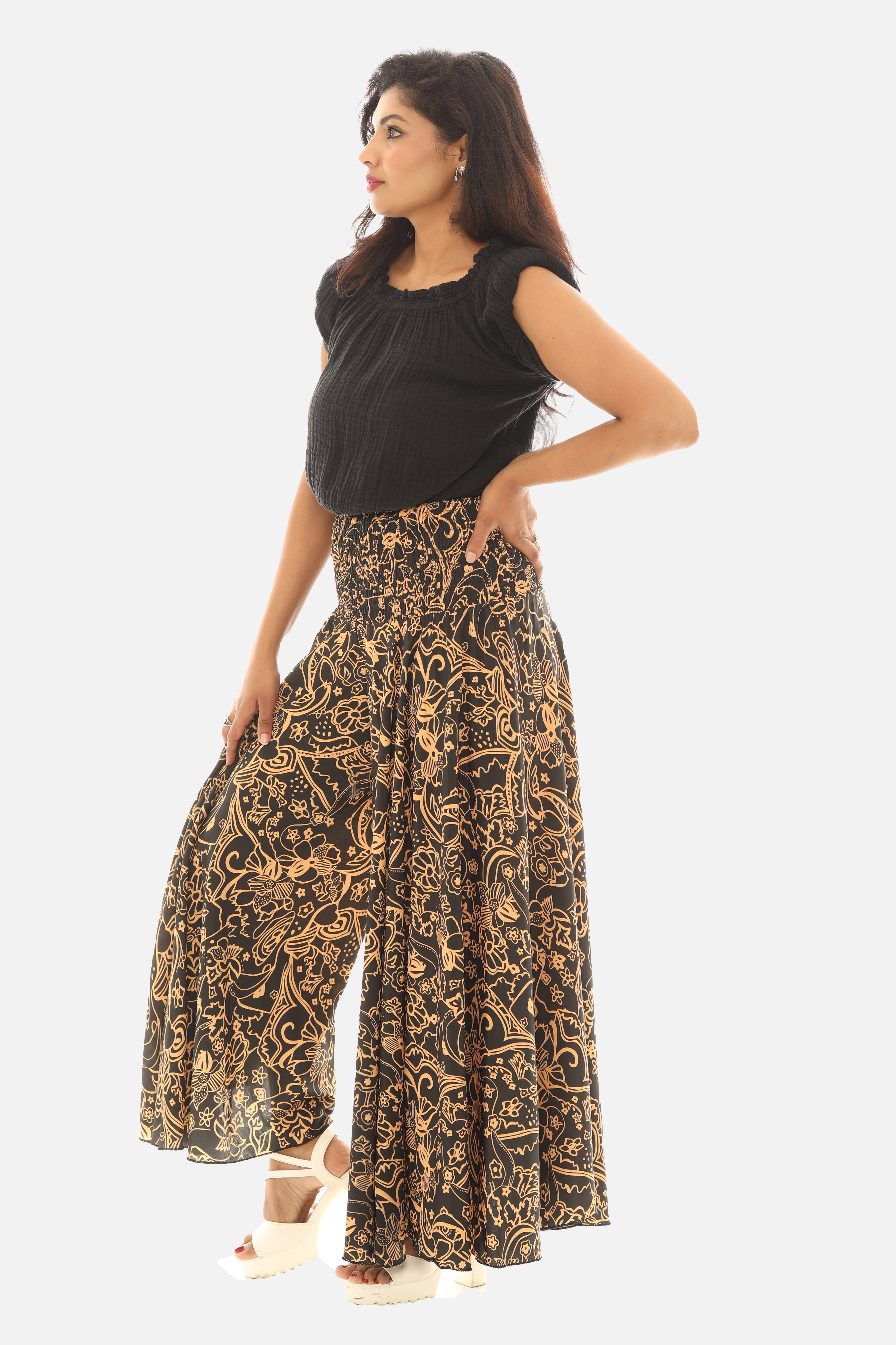 Shoreline Wear. INC - Wholesale Pants - Women's - Women's Boho Floral Print Wide Leg Palazzo Pants2