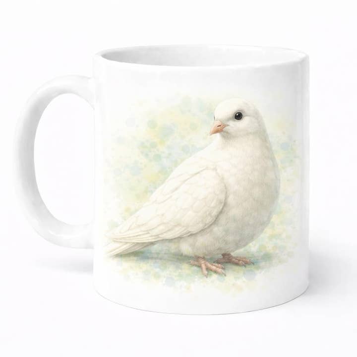 Caneca de Cerâmica Premium com Design de Pomba em Aquarela por atacado de Brew Crew Gifts