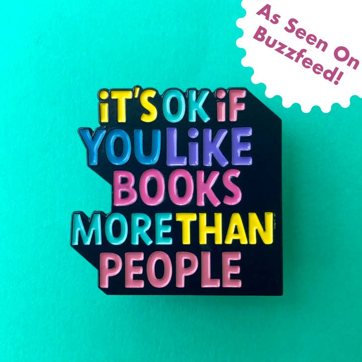 Books More Than People Enamel Pin for wholesale by Pixel & Ink Creative