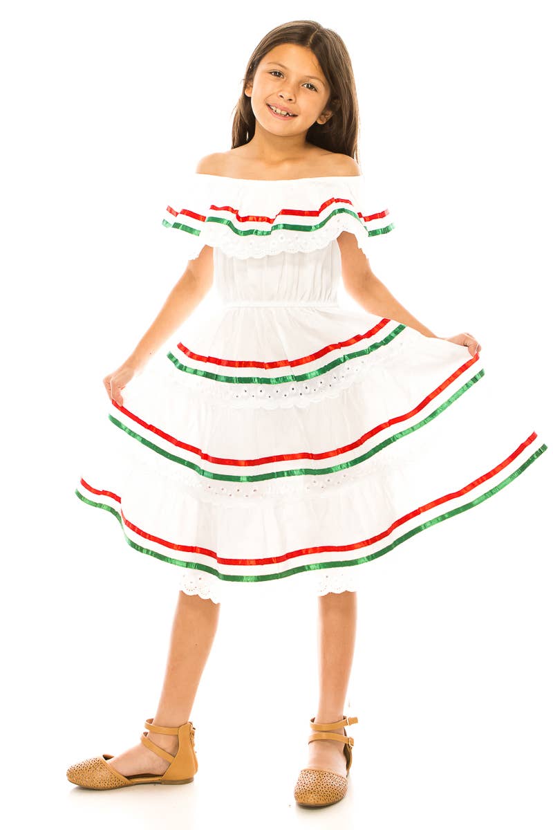 White Girls Traditional Mexican Cinco De Mayo Fiesta Dress 2-14 for wholesale on Faire5