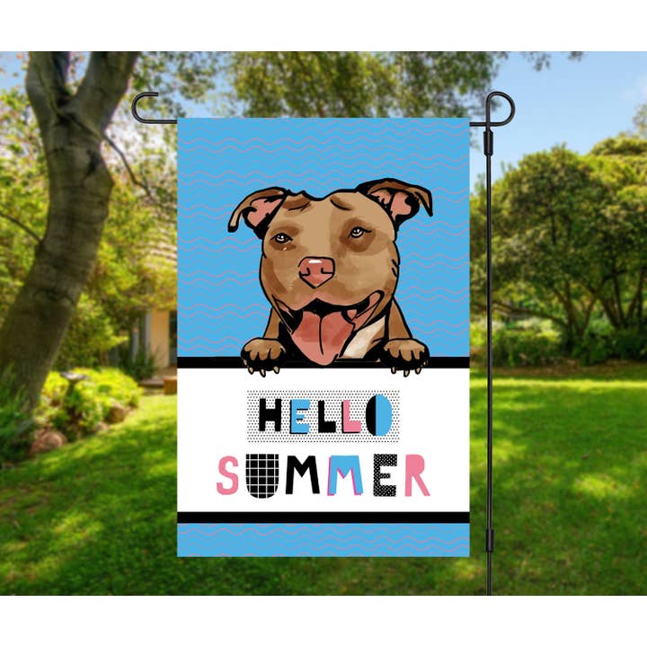 Summer Garden Flag with American Pitbull Design for wholesale by Nine Thirty Nine Design