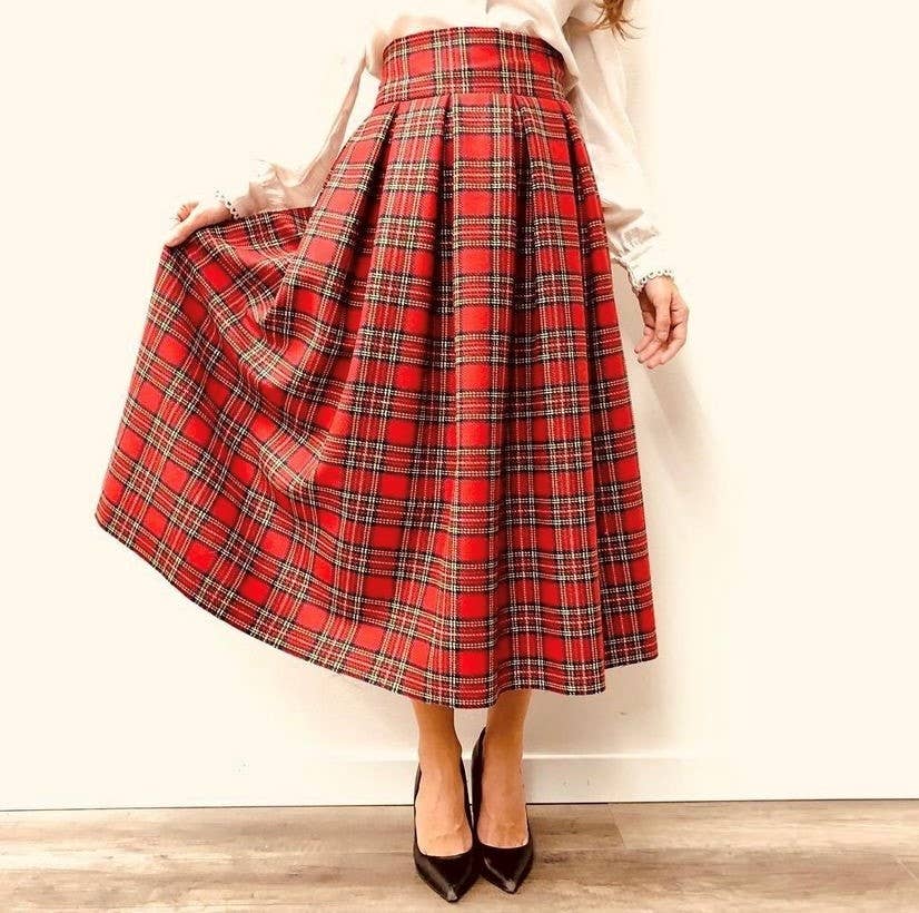 La gruccia di Lea - Venta al por mayor Falda - Mujer - Falda de tartán rojo2