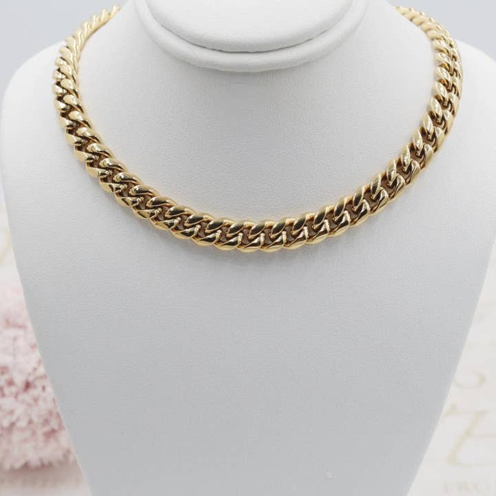 Cuban Link Chain with Open Box Clasp Choker & Necklace 6mm, 8mm, 10mm, 14mm for wholesale by Cherie by Cherie