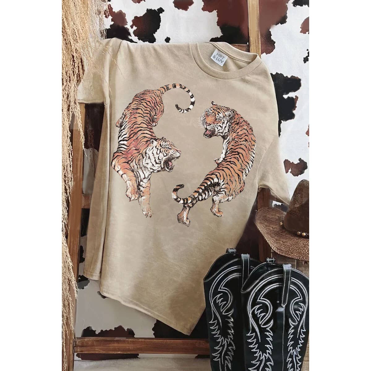 HRTandLUV - Wholesale T-Shirt (Graphic) - Women's - TIGERS PRINT MINERAL GRAPHIC TEE2