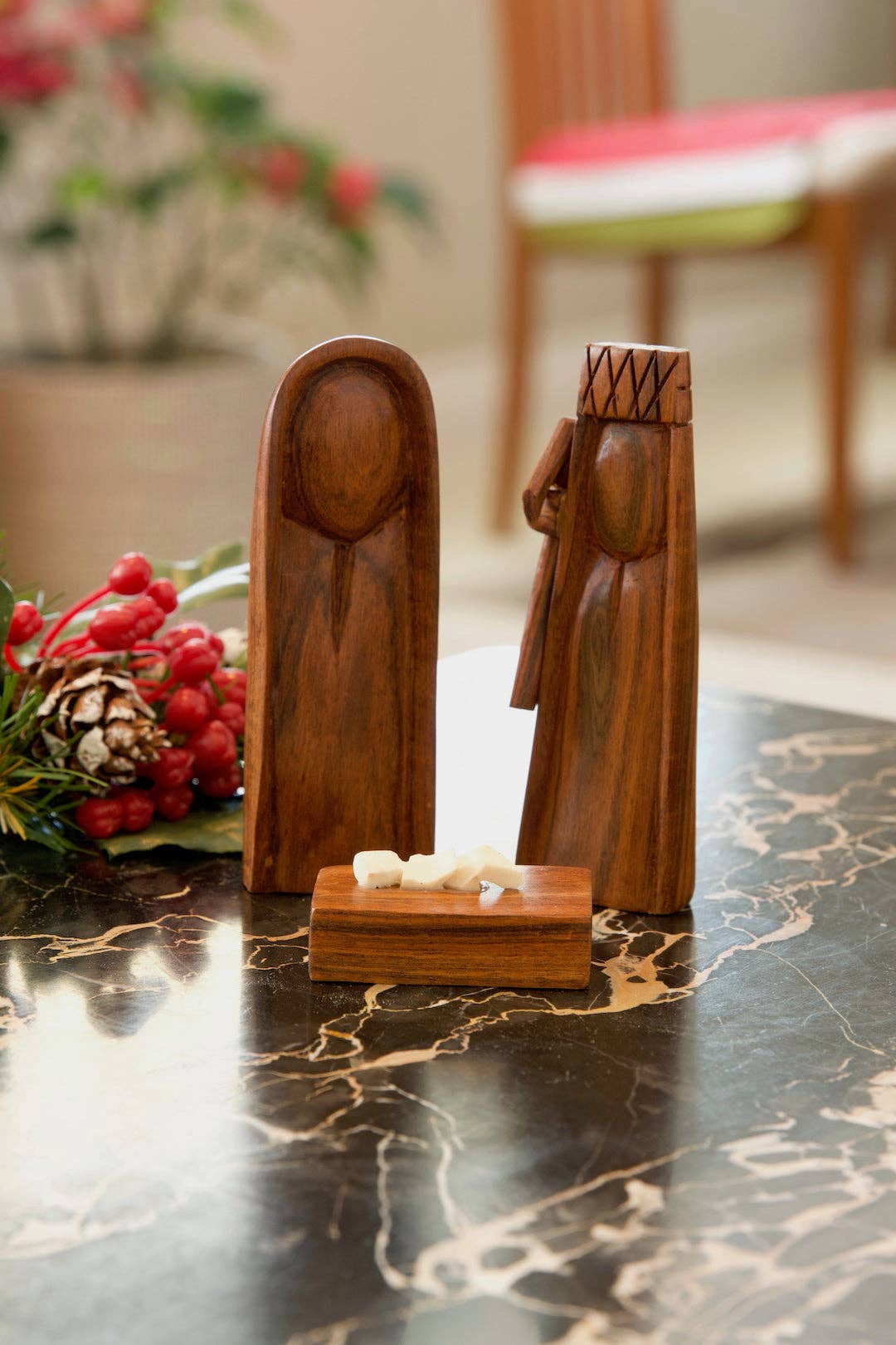 Swahili | AFRICAN MODERN - Wholesale Nativity Scene Decor - Small Three-Piece Mozambican Sandalwood Nativity1