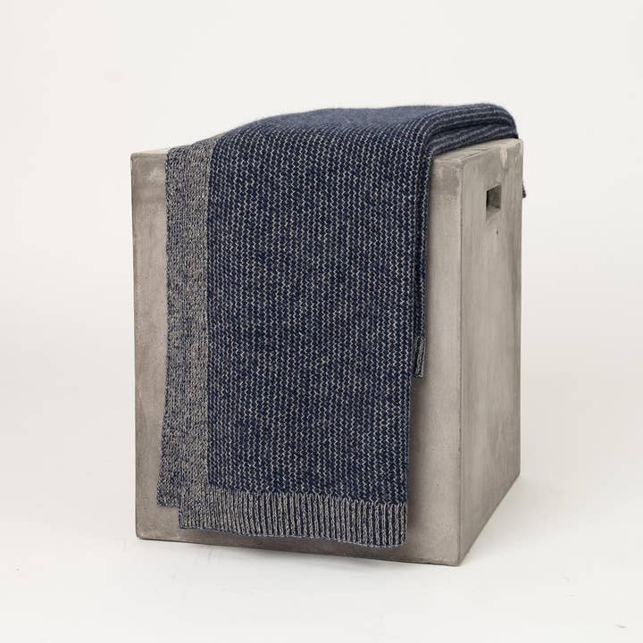 Bloomist - Wholesale Throw blanket - Cobalt and Platinum Yak Down Beehive Knit Throw6