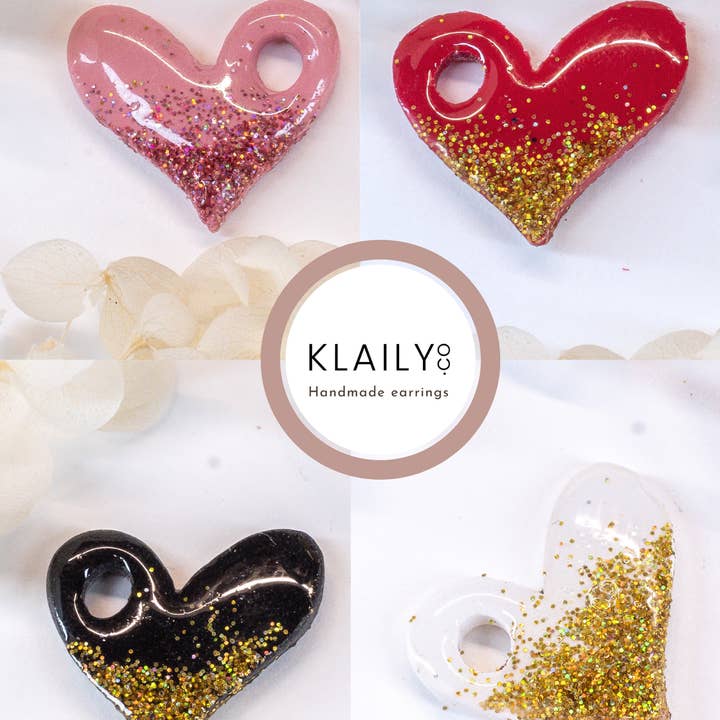 Bundle of 4 Heart Charms with Hoops for wholesale by Klaily