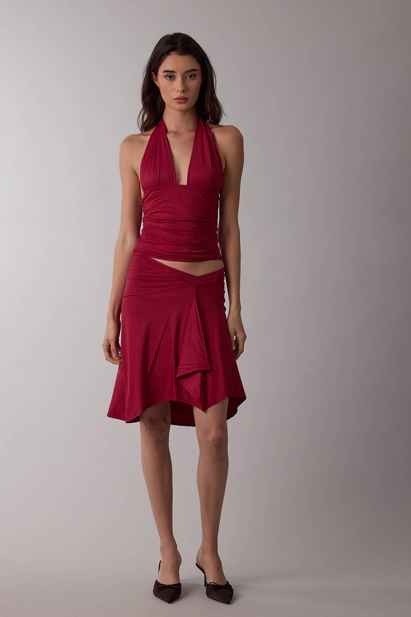 Sky to Moon - Wholesale Tank Top - Women's - HALTER NECK BUTTONS OPEN BACK RUCHED CROP TOP6