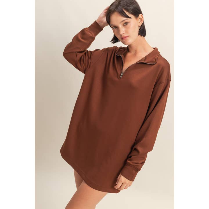 HYFVE - Wholesale Dress - Women's - Double Knit Half Zip Up Long Sleeve Mini Dress16