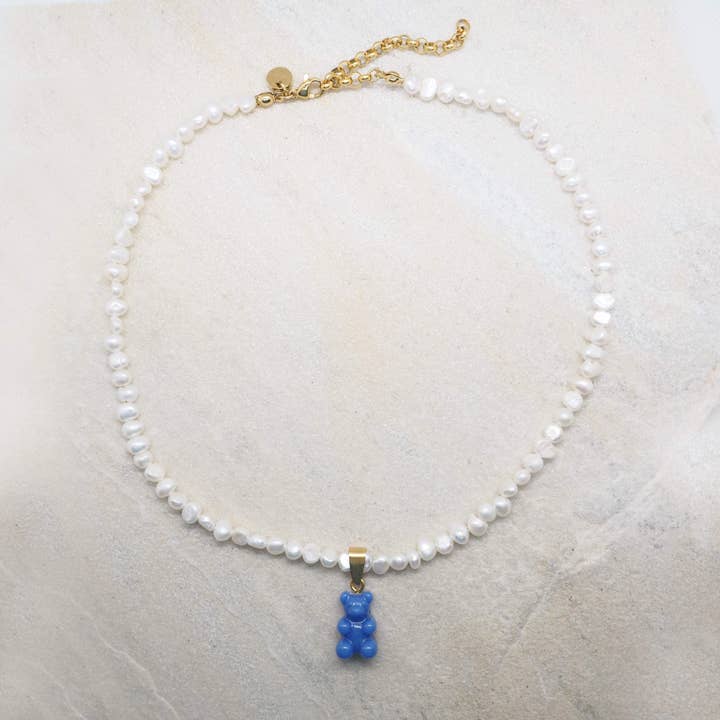 NOSTALGISK BJÖRN HALSBAND BLÅ för wholesale av CIAO.STUDIOS