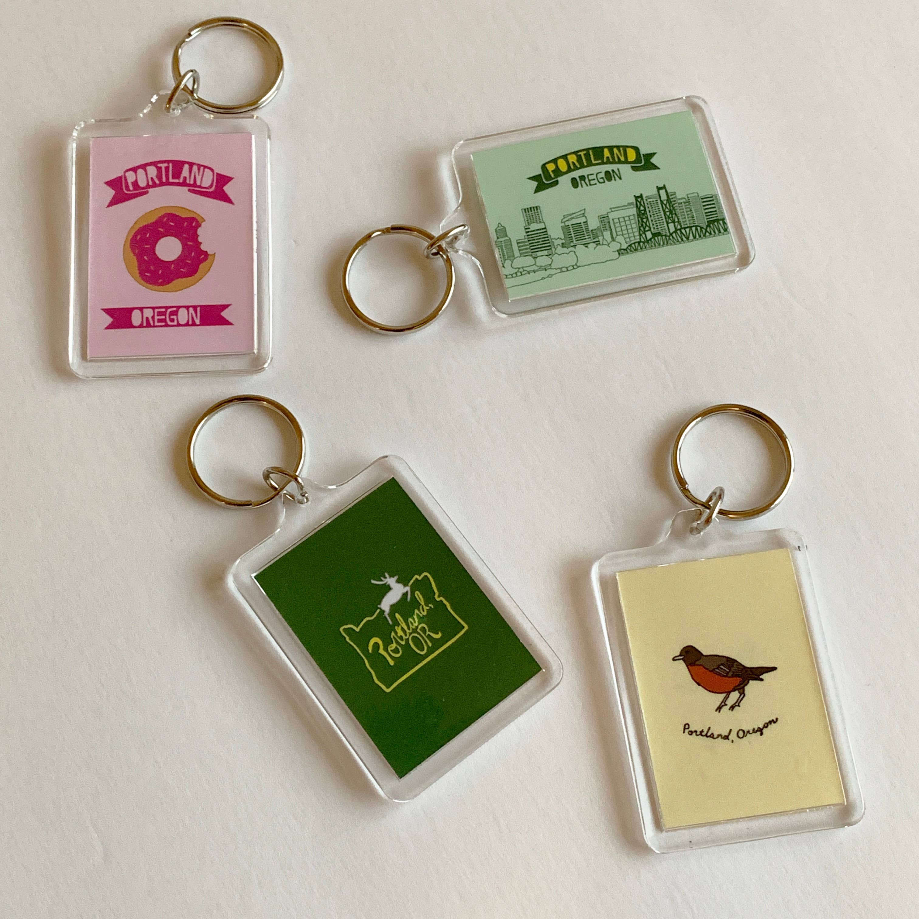 Made by Nilina - Wholesale Keychain - Unisex - Portland Keychain - Skyline Donut White Stag Oregon Souvenir1