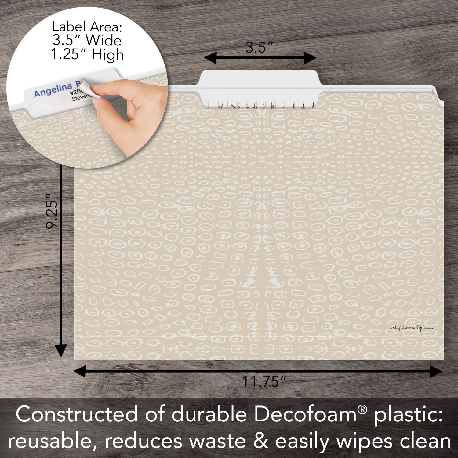 Conimar Promotions - Wholesale Folders - "Taupe Croc" Single Decorative Reusable File Folders  4