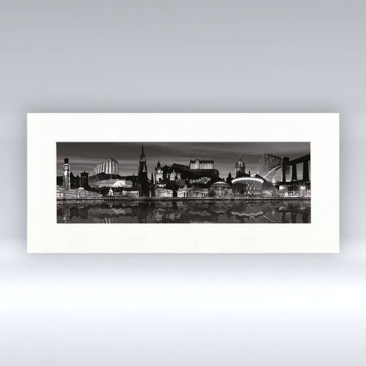 Edinburgh Night Black & White - Mounted Print for wholesale by Pureminted