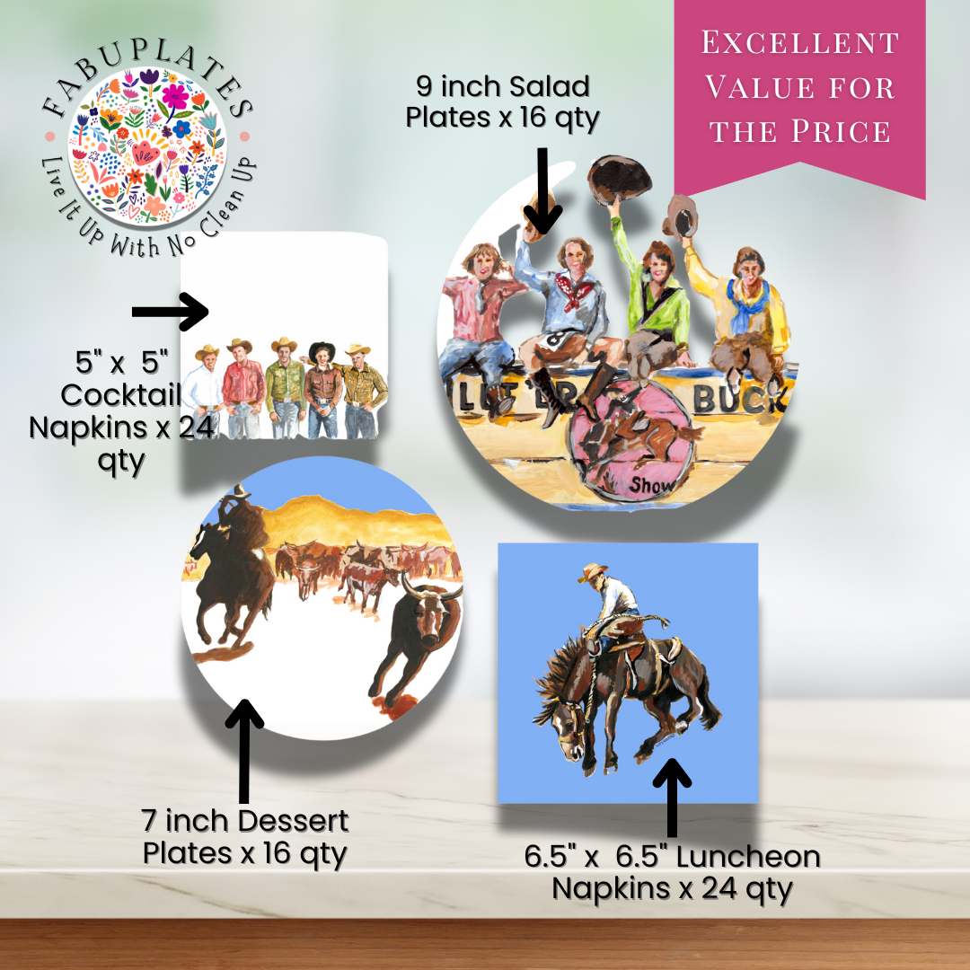 Fabuplates – Großhandel Einwegteller – Westliche Teller + Servietten | Kuratierte Bündeloption1