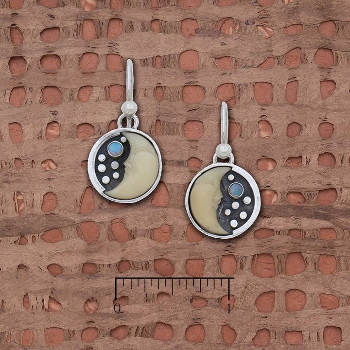Tagua Nut Half Moon w/ Opal Cab Earrings for wholesale by Tidepool