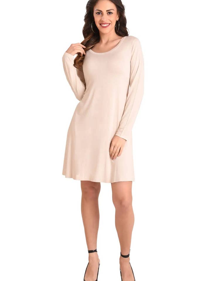 Long Sleeve T-Shirt Dress Pockets 6 Colors for wholesale by Miss Lavish London